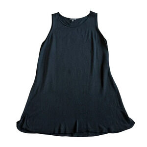 Eileen Fisher Black Sleeveless Shift Dress Mini Length Stretch Size Large Womens
